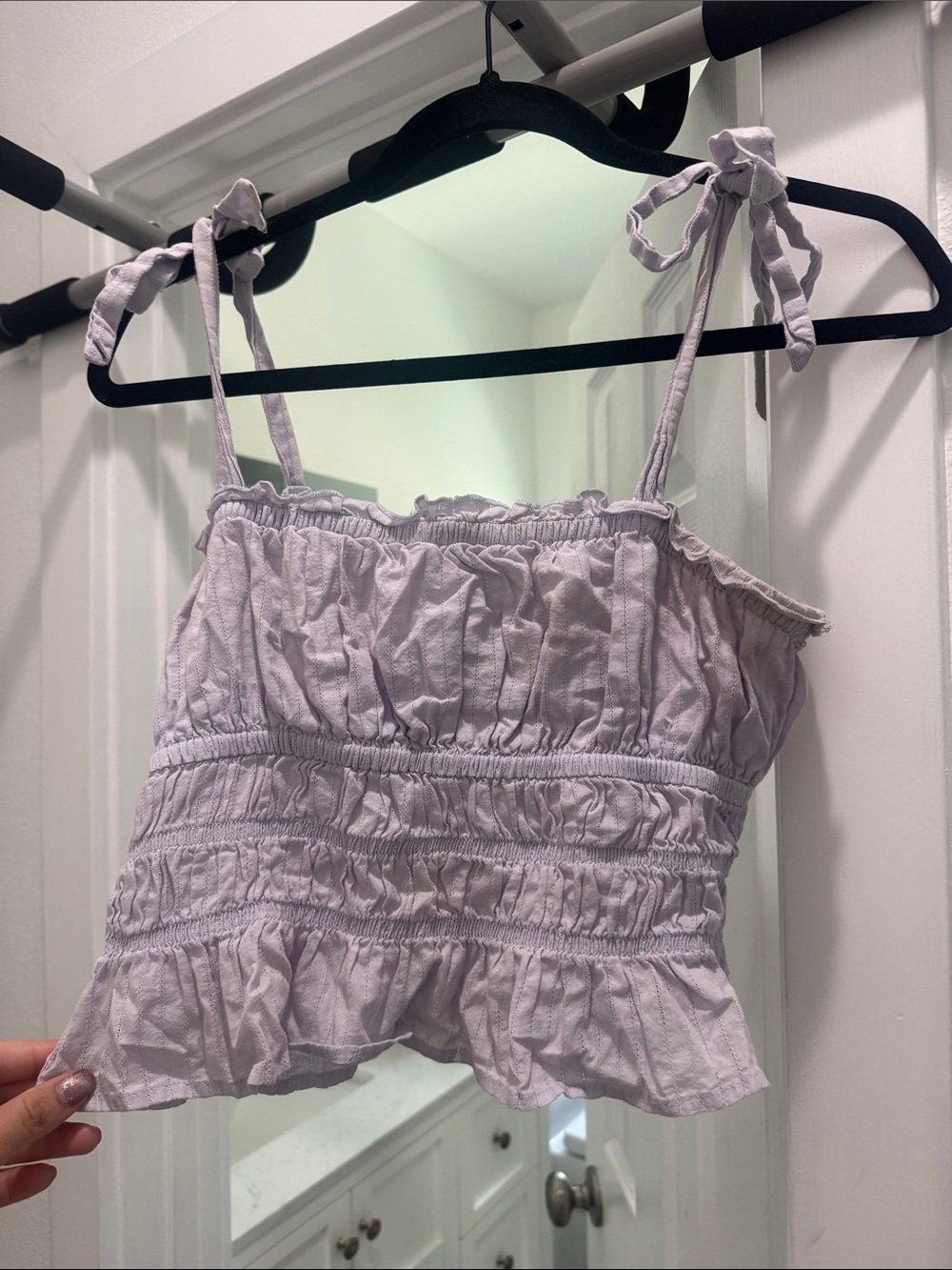 Forever 21 Lavender Smocked Tie-Strap Crop Top